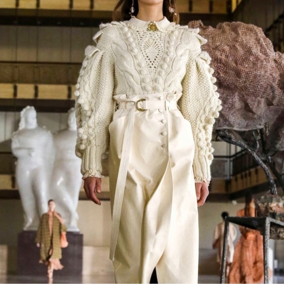 ULLA JOHNSON Verena Cable Knit Pullover Sweater in Ivory - Picture 13 of 14